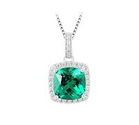 PVUVTNAHW Collier avec pendentif carré en argent sterling 925 et émeraude nano simulée for femme, sans chaîne