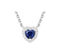 PVUVTNAHW Collier avec pendentif en argent sterling 925 et saphir bleu synthétique, 45 cm, for femme