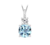 PVUVTNAHW Collier avec pendentif en argent sterling 925 et topaze bleu ciel naturelle, sans chaîne