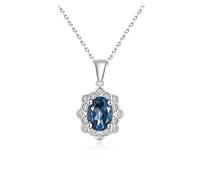 PVUVTNAHW Collier avec pendentif en argent sterling 925 et topaze bleue de Londres naturelle for femme