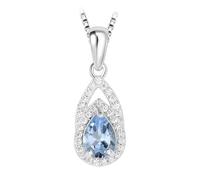 PVUVTNAHW Collier avec pendentif en forme de poire et topaze bleu ciel naturelle, sans chaîne, en argent sterling 925, for femme, bijou de fête quotidien
