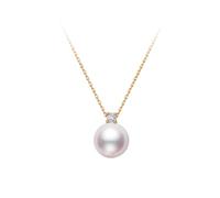 PVUVTNAHW Collier avec pendentif en or 18 carats et perle Akoya naturelle, chaîne en or jaune, bijoux for femmes