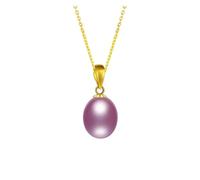 PVUVTNAHW Collier avec pendentif en or 18 carats et perle d'eau douce naturelle, bijou raffiné avec coffret cadeau for femme(Puple 18k chain)