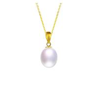 PVUVTNAHW Collier avec pendentif en or 18 carats et perle d'eau douce naturelle, bijou raffiné avec coffret cadeau for femme(White s925 chain)