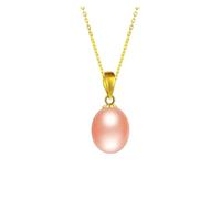PVUVTNAHW Collier avec pendentif en or 18 carats et perle d'eau douce naturelle, bijou raffiné avec coffret cadeau for femme(Pink 18k chain)