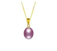PVUVTNAHW Collier avec pendentif en or 18 carats et perle d'eau douce naturelle, bijou raffiné avec coffret cadeau for femme(Purple s925 chain)