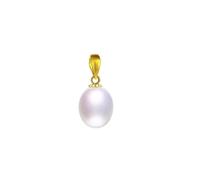 PVUVTNAHW Collier avec pendentif en or 18 carats et perle d'eau douce naturelle, bijou raffiné avec coffret cadeau for femme(White no chain)