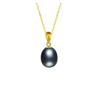PVUVTNAHW Collier avec pendentif en or 18 carats et perle d'eau douce naturelle, bijou raffiné avec coffret cadeau for femme(Black s925 chain)