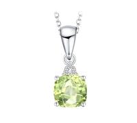 PVUVTNAHW Collier avec pendentif en péridot véritable taille coussin naturel de 1 ct, chaîne de 45 cm, argent sterling 925