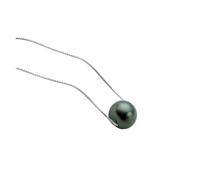 PVUVTNAHW Collier avec pendentif en perles noires naturelles et chaîne en argent 925 for femme(10-11mm)