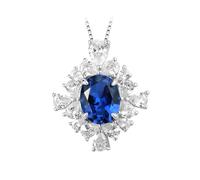 PVUVTNAHW Collier avec pendentif en saphir synthétique 8 x 10 mm en argent sterling 925 for femme, bijou élégant au quotidien
