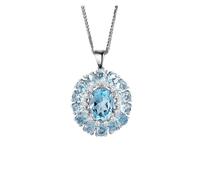 PVUVTNAHW Collier avec pendentif en topaze bleue naturelle, design rond, magnifique bijou for femme, argent sterling 925