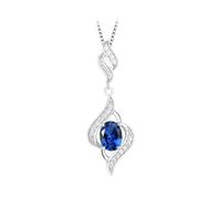 PVUVTNAHW Collier avec pendentif ovale en argent sterling 925 et topaze bleu ciel synthétique de 1,75 ct, sans chaîne, for femme(Created Sapphire)