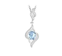 PVUVTNAHW Collier avec pendentif ovale en argent sterling 925 et topaze bleu ciel synthétique de 1,75 ct, sans chaîne, for femme(Sky Blue Topaz)