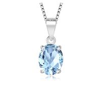 PVUVTNAHW Collier avec pendentif ovale en argent sterling 925, grenat, citrine, topaze bleu ciel et améthyste, 2,22 ct, sans chaîne(Sky Blue Topaz)