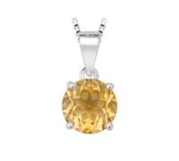 PVUVTNAHW Collier avec pendentif rond en améthyste, citrine, topaze bleu ciel et grenat, naturel, 2,32 ct, sans chaîne, S925, for femme(Natural Citrine)