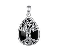 PVUVTNAHW Collier de câlin arbre de vie for Couple, pendentif en pierre d'obsidienne et cristal, bijoux for femmes et hommes(Only pendant)