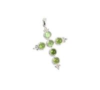 PVUVTNAHW Collier élégant et classique en forme de croix avec pendentif en pierres précieuses naturelles, plusieurs couleurs de pierres précieuses, bijoux en argent(Peridot pendant)