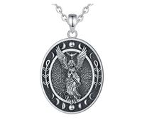 PVUVTNAHW Collier en argent Sterling 925, déesse Lilith, Sigil, Vintage, Phase de lune, pendentif amulette, bijoux de personnalité for femmes et hommes(With 18 inch chain)