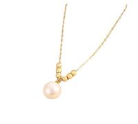 PVUVTNAHW Collier en or 18 carats avec perles naturelles de 8 mm et boules de 3 mm for femme
