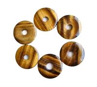 PVUVTNAHW Collier en pierre d'oeil de tigre naturelle, 6 pièces, Quartz rose, pendentif donut, rond de 40mm, bijoux for dames(Tiger eye stone)