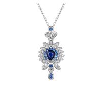 PVUVTNAHW Collier en saphir naturel for femme, argent S925, bijoux fins for fête