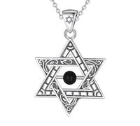 PVUVTNAHW Collier étoile de David en argent Sterling 925 for femmes et hommes, pendentif hexagramme Vintage, bijoux de personnalité(With 20 inch chain)
