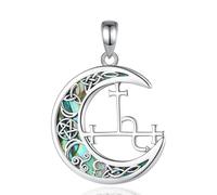 PVUVTNAHW Collier Lilith lune en argent Sterling 925, pendentif en coquillage d'ormeau naturel, nœud de sorcière, bijoux de personnalité for femmes et hommes(Only pandent)