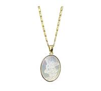 PVUVTNAHW Collier ovale St Michael George for femmes, pendentif en nacre naturelle, bijoux de cou