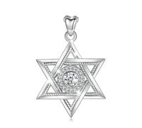 PVUVTNAHW Collier pendentif étoile de David et zircone cubique en argent Sterling 925, bijoux hexagramme CZ à la mode(Only pendant)