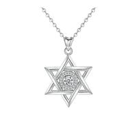 PVUVTNAHW Collier pendentif étoile de David et zircone cubique en argent Sterling 925, bijoux hexagramme CZ à la mode(With 20 inch chain)