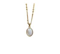 PVUVTNAHW Collier pendentif ovale de la sainte vierge marie, en nacre naturelle, bijoux à la mode for femmes(L)