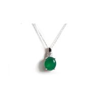 PVUVTNAHW Collier pendentif ovale en agate verte naturelle en argent S925, bijou tendance for femme