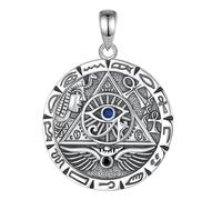 PVUVTNAHW Collier pyramide d'egypte en argent Sterling 925, pendentif Illuminati avec tout le mauvais œil, amulette croisée for hommes et femmes(Only pendant)