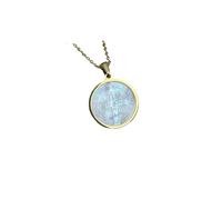 PVUVTNAHW Collier religieux en acier inoxydable, médaille ronde, nacre, croix, vierge marie, Saint benoît, pendentif ras du cou(White Cross)