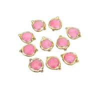 PVUVTNAHW Connecteurs en pierre de cristal de Rhodochrosite rose naturel, 10 pièces, bords dorés, perles en vrac, bijoux à faire soi-même