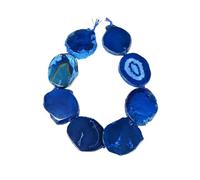 PVUVTNAHW Grandes tranches d'agate bleue de forme libre, grandes et fines, coupées ovales, boucle de paix, véritables pierres précieuses, dalles de perles en vrac
