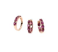 PVUVTNAHW Parure de bijoux en argent sterling 925 avec bague et boucles d'oreilles en grenat rhodolite naturel, idéale for un usage quotidien.(10)