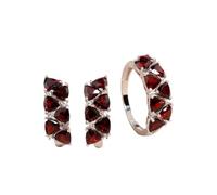 PVUVTNAHW Parure de bijoux for femme en argent sterling 925 avec bague et boucles d'oreilles en grenat du Mozambique(5)