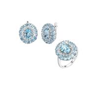 PVUVTNAHW Parure de bijoux for femme en argent sterling 925 avec bague et boucles d'oreilles en topaze bleue naturelle(8)