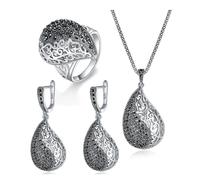 PVUVTNAHW Parure de bijoux vintage en forme de goutte d'eau, boucles d'oreilles creuses et collier, taille 7, 8, 9, for femme(10)