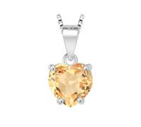 PVUVTNAHW Pendentif cœur naturel en argent sterling 925, citrine, topaze bleu ciel, grenat et améthyste, 1,57 ct, sans chaîne(Natural Citrine)