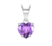 PVUVTNAHW Pendentif cœur naturel en argent sterling 925, citrine, topaze bleu ciel, grenat et améthyste, 1,57 ct, sans chaîne(Natural Amethyst)