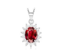 PVUVTNAHW Pendentif Diana ovale en argent sterling 925, saphir synthétique, rubis, nano-émeraude, 2,67 ct, sans chaîne, for femme(Created Ruby)