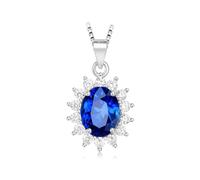 PVUVTNAHW Pendentif Diana ovale en argent sterling 925, saphir synthétique, rubis, nano-émeraude, 2,67 ct, sans chaîne, for femme(Created Sapphire)