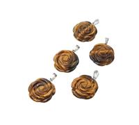 PVUVTNAHW Pendentif en améthyste naturelle, 5 pièces, sculpture de Rose, 28mm, fabrication de bijoux, cristal de guérison, énergie, équilibre des chakras, charme Reiki(Tigerite eye)