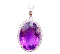 PVUVTNAHW Pendentif en améthyste ovale naturelle à gros grains for femme, en argent sterling S925