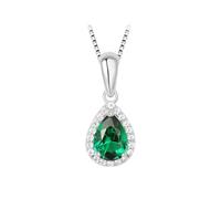 PVUVTNAHW Pendentif en argent sterling 925 avec émeraude nano simulée en forme de poire, sans chaîne, for femme