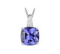 PVUVTNAHW Pendentif en argent sterling 925 avec saphir synthétique et tanzanite nano-émeraude, 4,73 ct, sans chaîne, for femme(Created Tanzanite)