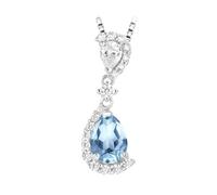PVUVTNAHW Pendentif en argent sterling 925 avec topaze bleu ciel naturelle en forme de poire, pierre précieuse, for femme, sans chaîne
